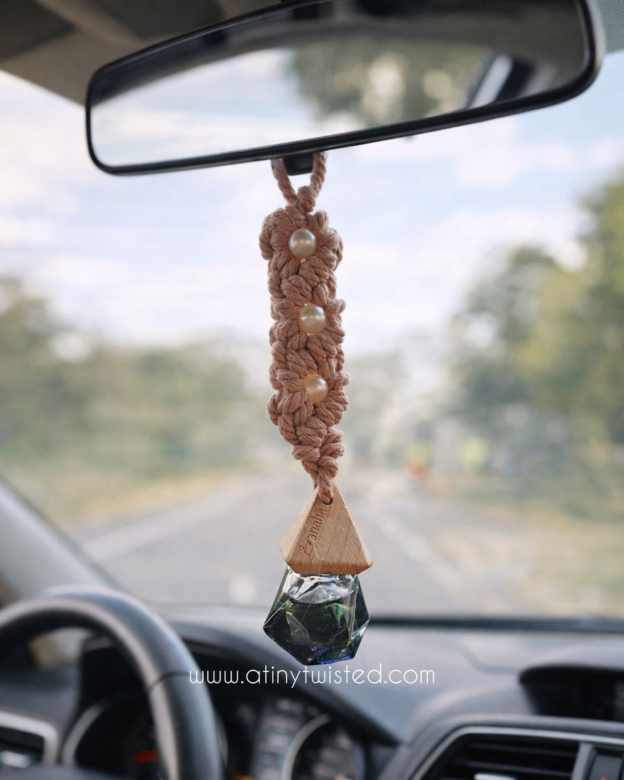Macrame Car Hanging- Essential Oil (lemon Grass) Freshener car hanging