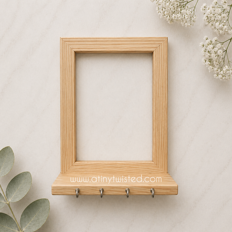 Wooden Key Holder Frames With Shelf