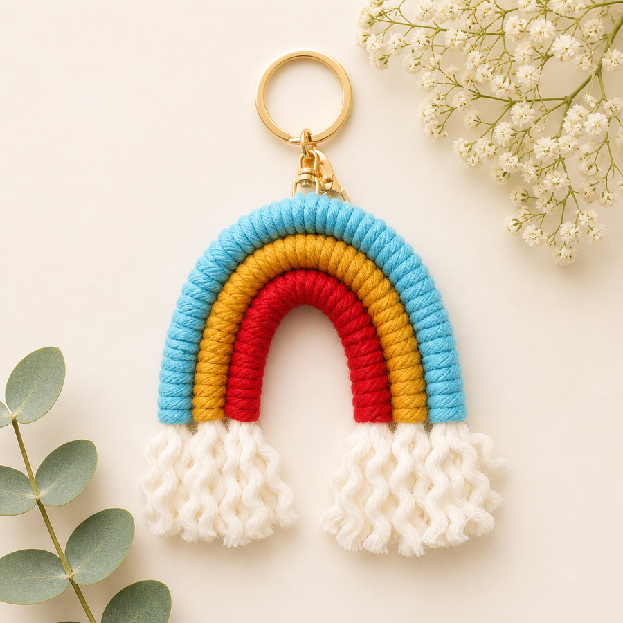 Macrame Rainbow Keyring | Bag Charms