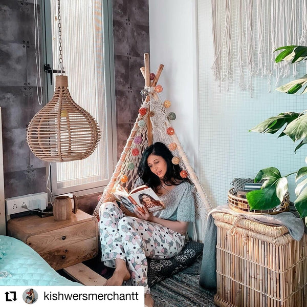 Teepee,  Macrame Decor Wigwam with 3 wood sticks