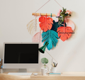Monstera leaf wallhanging With Flowers