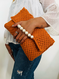 Macrame Clutch Bag with Pearls
