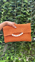 Macrame Clutch Bag with Pearls