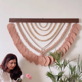 Big Wallhanging With Leafs And Wooden Beads