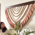 Big Wallhanging With Leafs And Wooden Beads