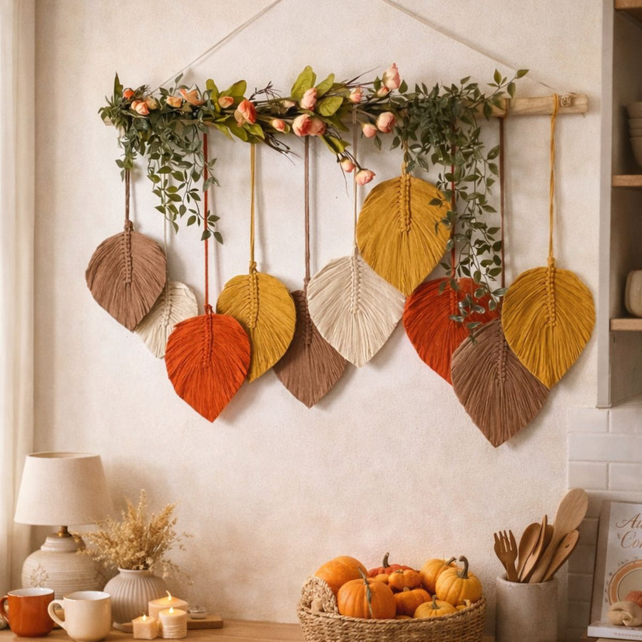 Boho Leaf wallhanging With Flowers