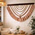 Big Wallhanging With Leafs And Wooden Beads