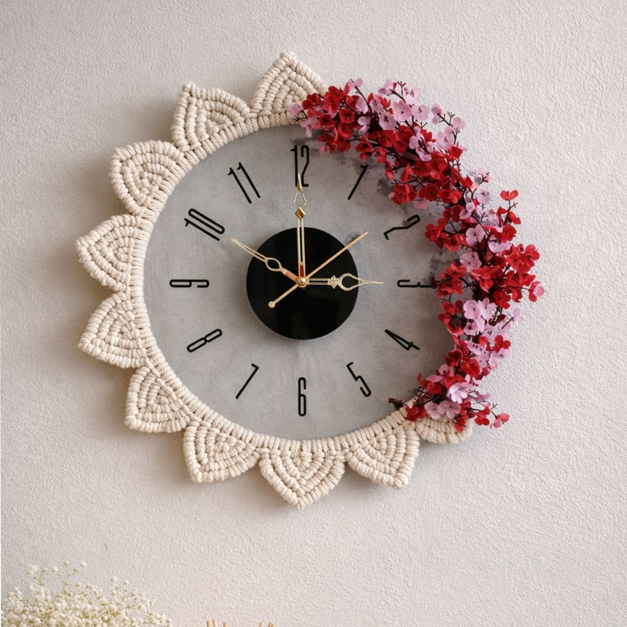 Floral Macrame Clock