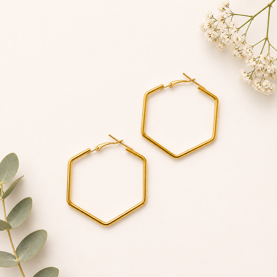 Hexagon Bali Earrings- 3 Pairs
